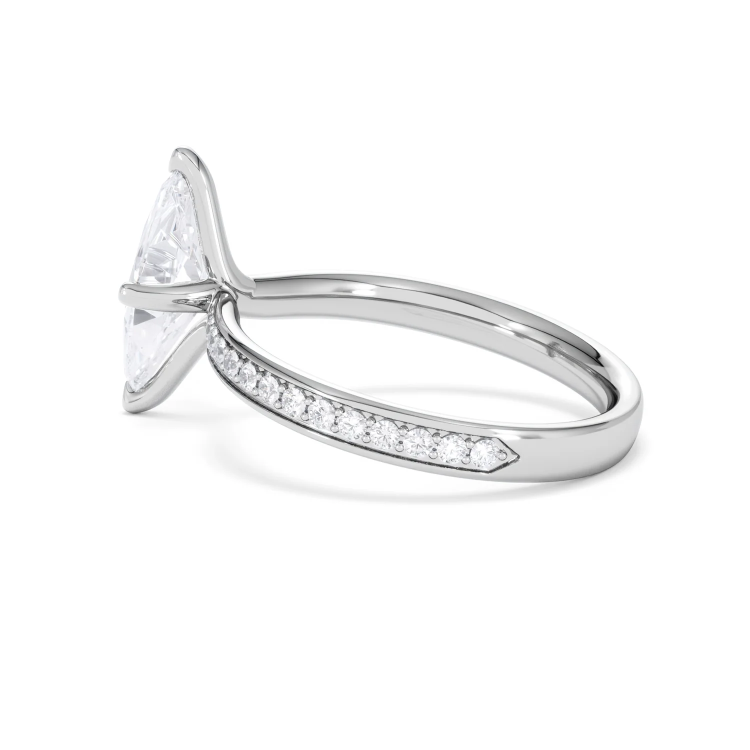Origin Twist 1.00ct Marquise Cut Lab Diamond Solitaire Engagement Ring with Side Stones in 18K White Gold - Image 62