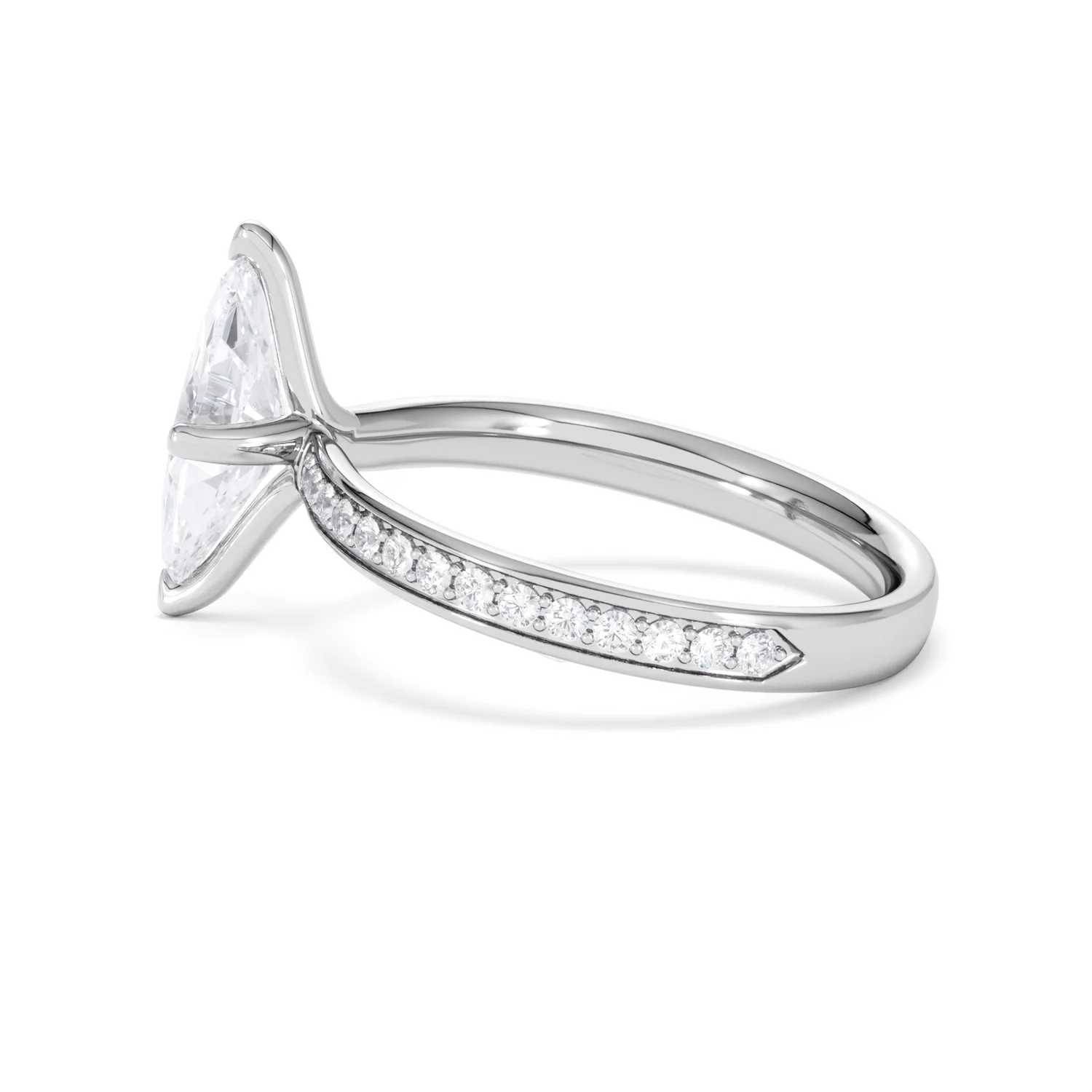 Origin Twist 1.00ct Marquise Cut Lab Diamond Solitaire Engagement Ring with Side Stones in 18K White Gold - Image 64