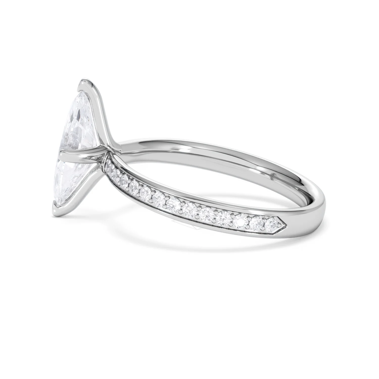 Origin Twist 1.00ct Marquise Cut Lab Diamond Solitaire Engagement Ring with Side Stones in 18K White Gold - Image 65