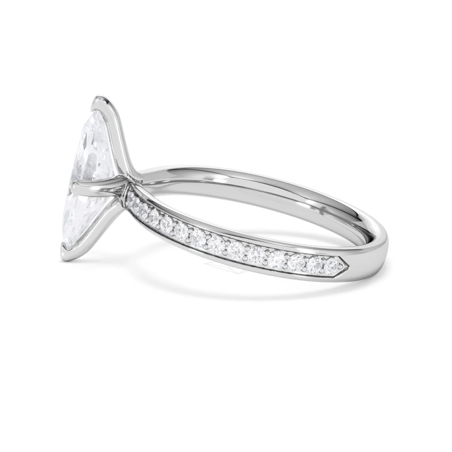 Origin Twist 1.00ct Marquise Cut Lab Diamond Solitaire Engagement Ring with Side Stones in 18K White Gold - Image 66
