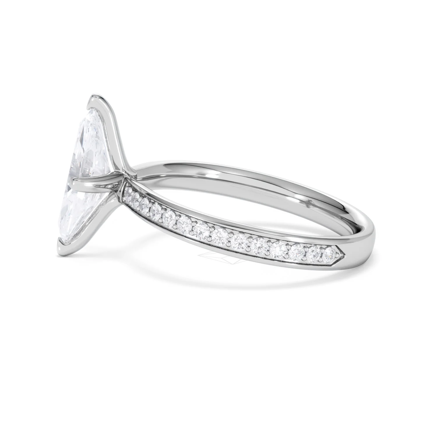 Origin Twist 1.00ct Marquise Cut Lab Diamond Solitaire Engagement Ring with Side Stones in 18K White Gold - Image 67