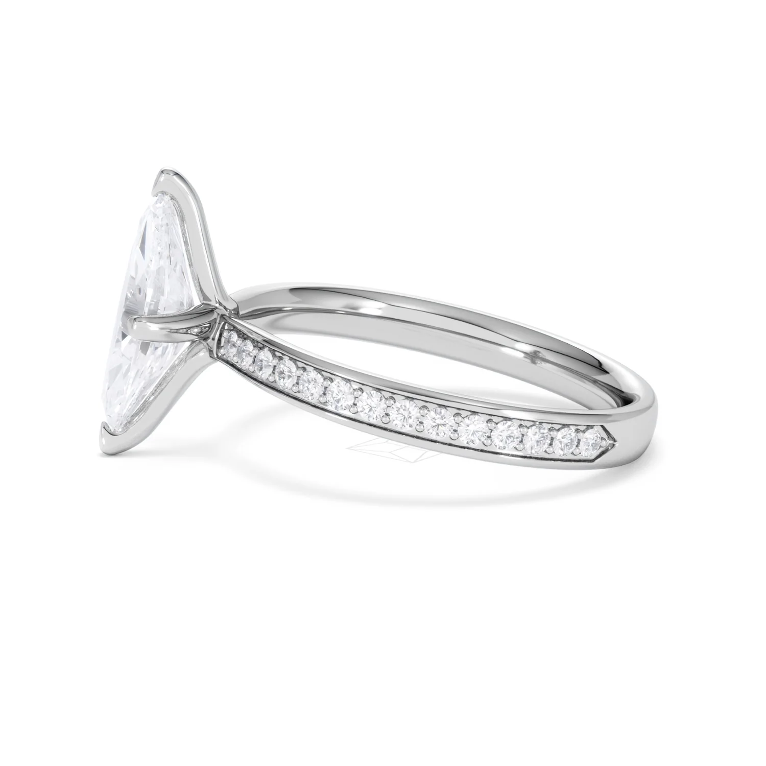 Origin Twist 1.00ct Marquise Cut Lab Diamond Solitaire Engagement Ring with Side Stones in 18K White Gold - Image 68
