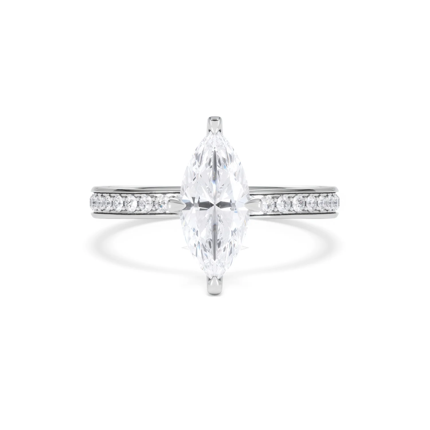 Origin Twist 1.00ct Marquise Cut Lab Diamond Solitaire Engagement Ring with Side Stones in 18K White Gold - Image 7