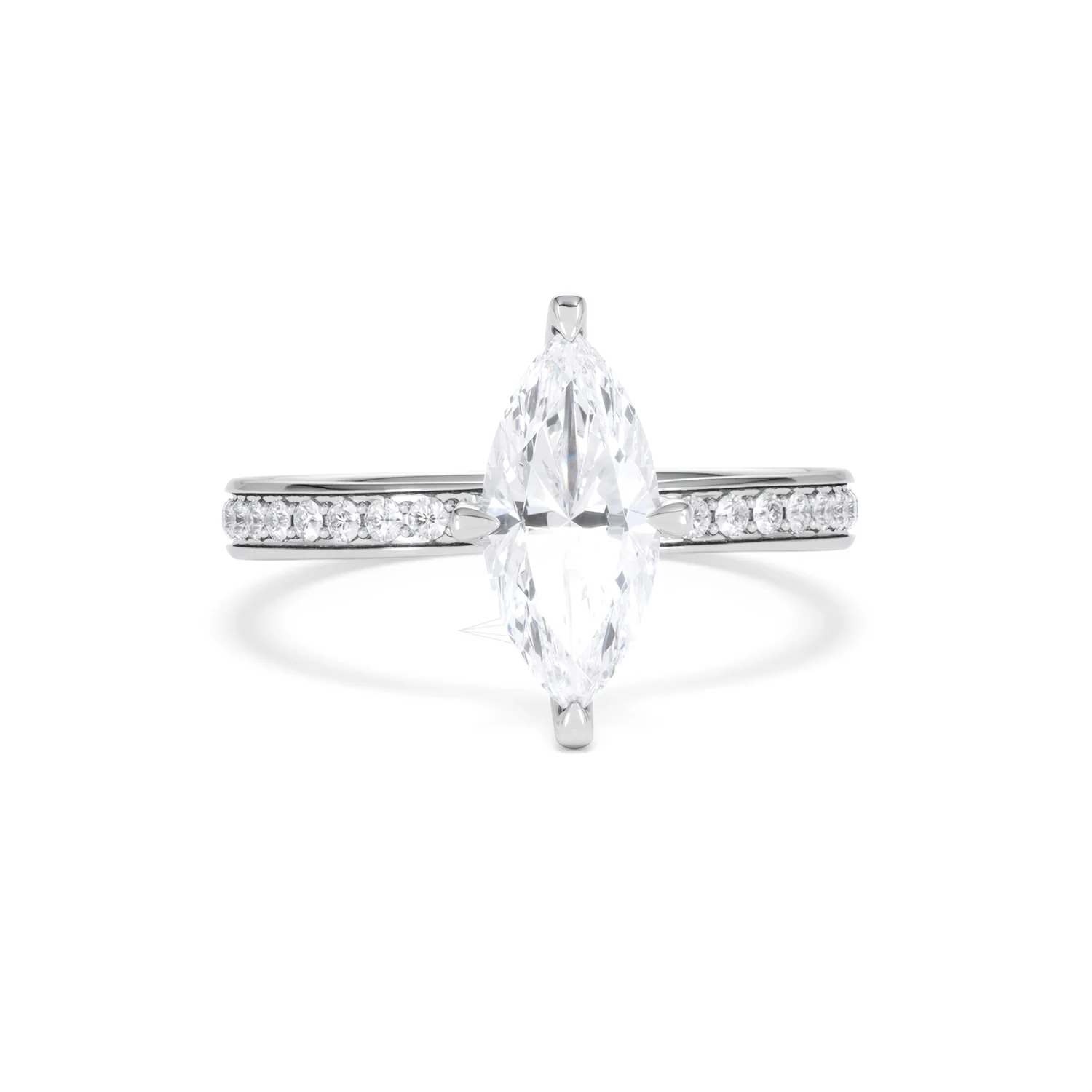 Origin Twist 1.00ct Marquise Cut Lab Diamond Solitaire Engagement Ring with Side Stones in 18K White Gold - Image 8
