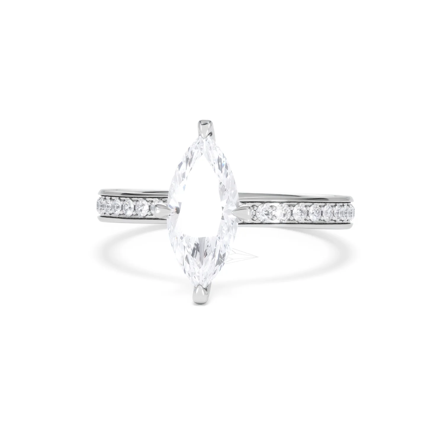 Origin Twist 1.00ct Marquise Cut Lab Diamond Solitaire Engagement Ring with Side Stones in 18K White Gold - Image 85