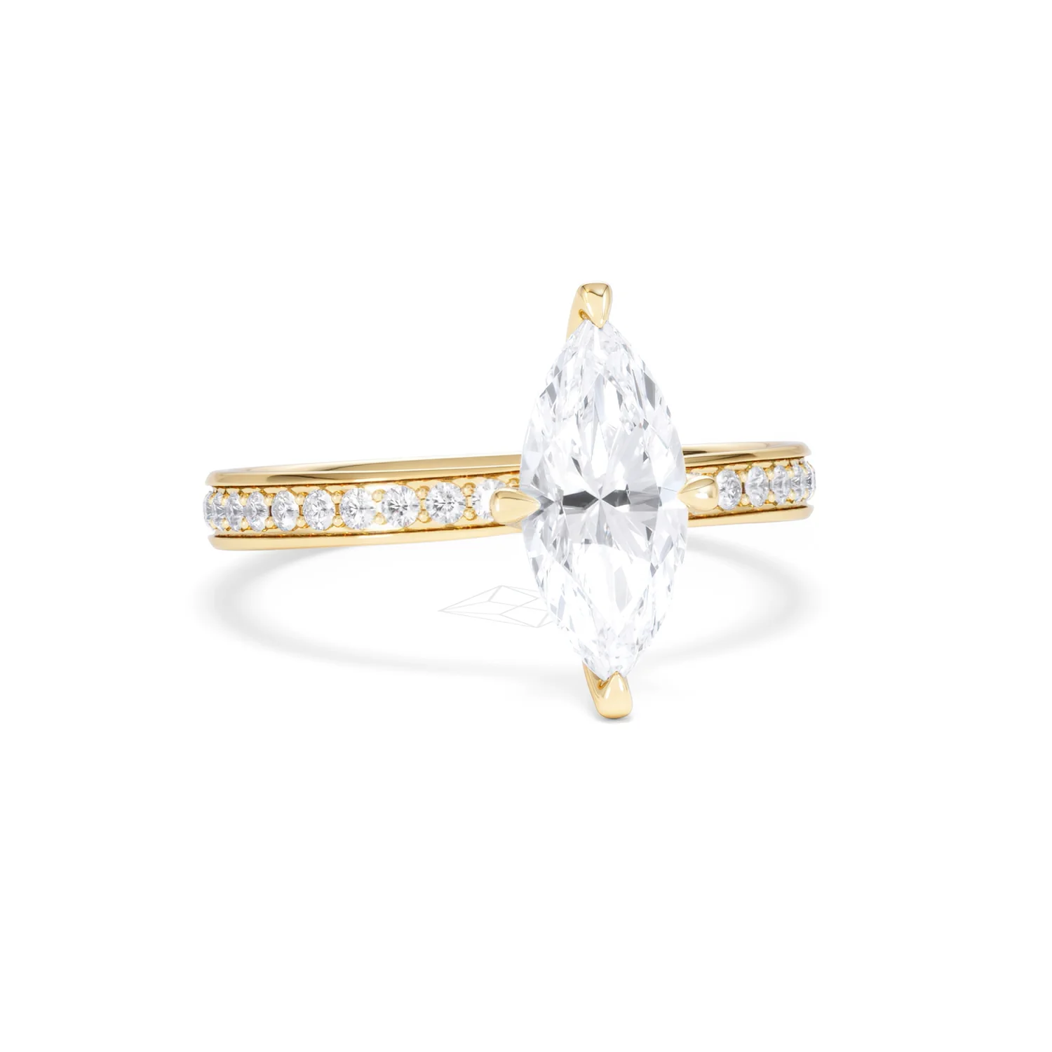 Origin Twist 1.00ct Marquise Cut Lab Diamond Solitaire Engagement Ring with Side Stones in 18K Yellow Gold - Image 10