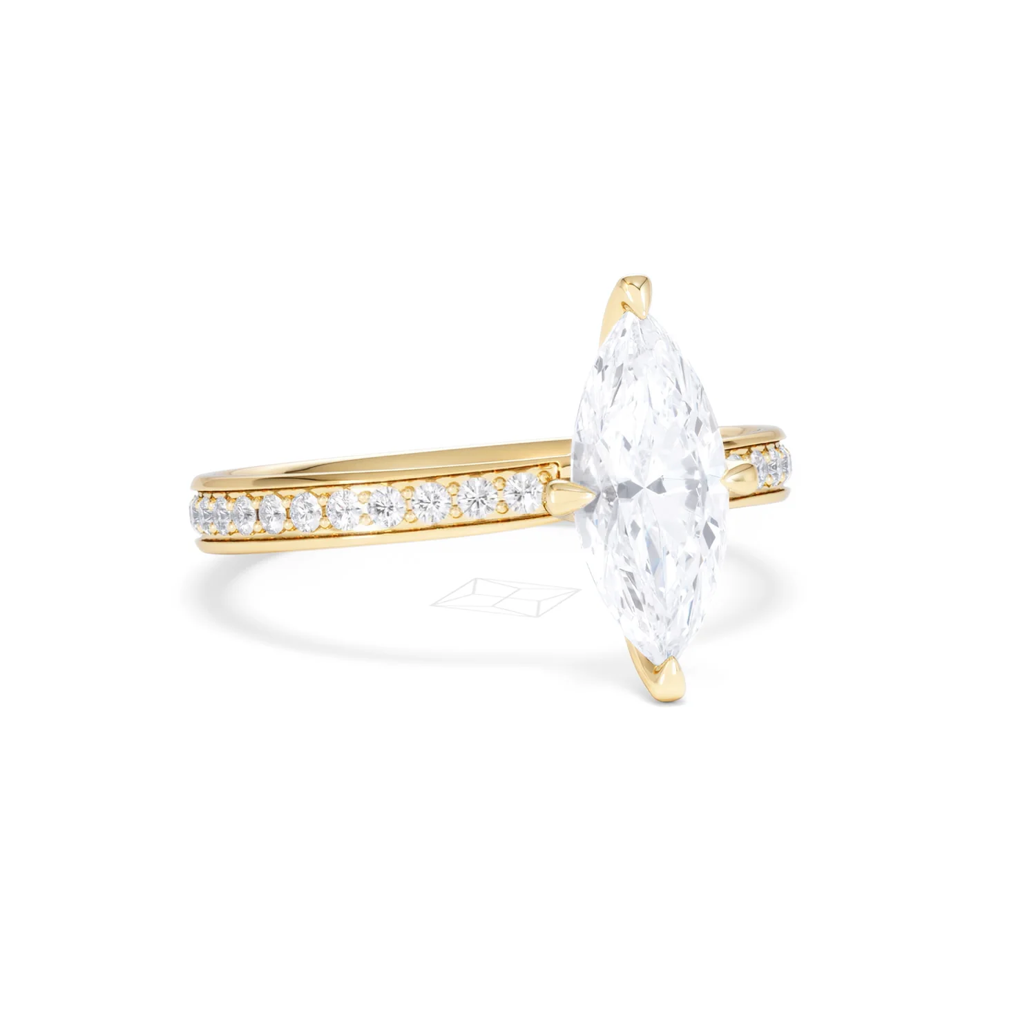 Origin Twist 1.00ct Marquise Cut Lab Diamond Solitaire Engagement Ring with Side Stones in 18K Yellow Gold - Image 12
