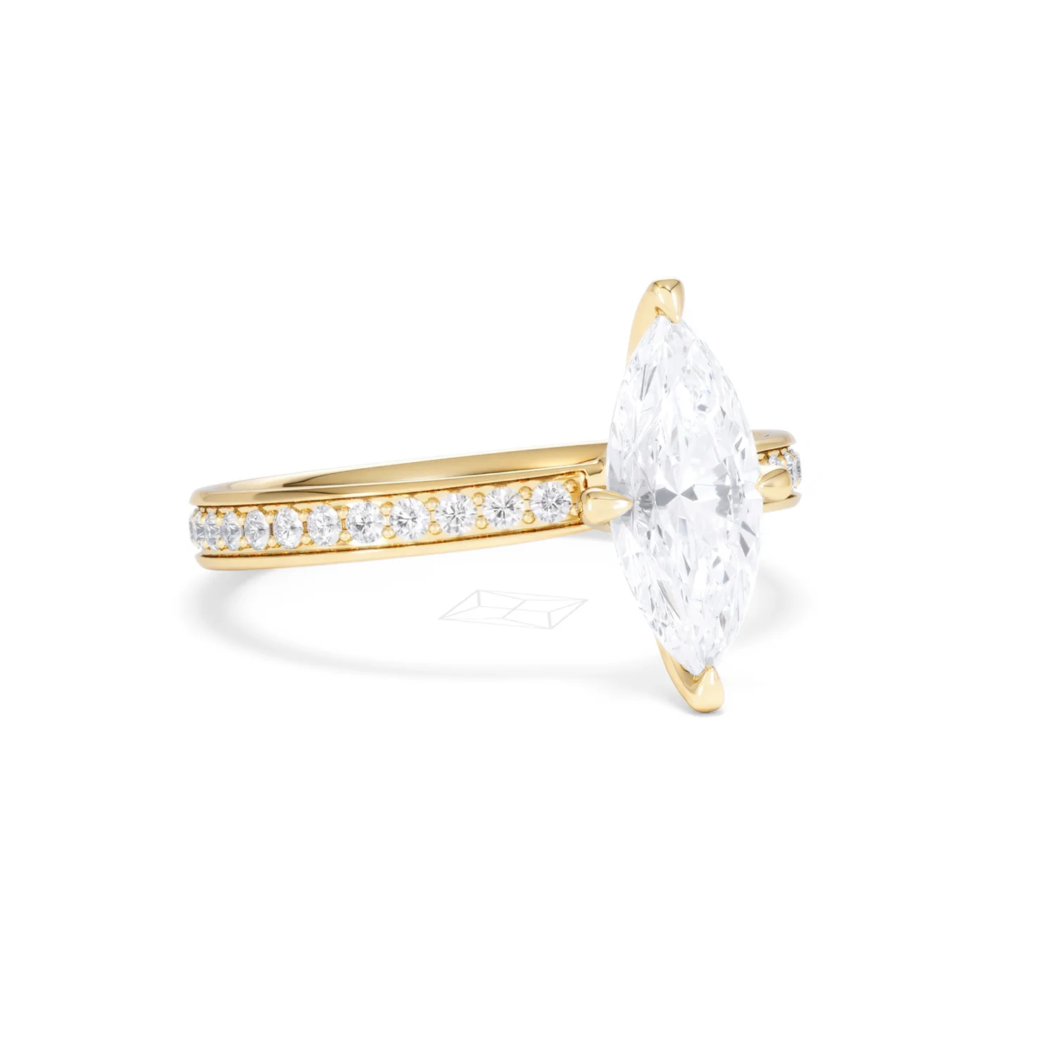 Origin Twist 1.00ct Marquise Cut Lab Diamond Solitaire Engagement Ring with Side Stones in 18K Yellow Gold - Image 13
