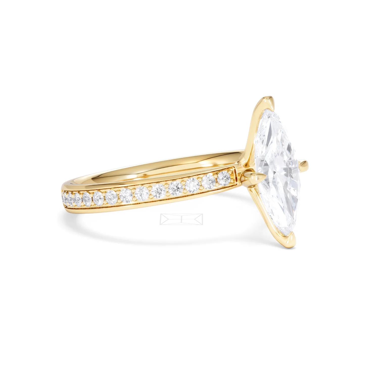 Origin Twist 1.00ct Marquise Cut Lab Diamond Solitaire Engagement Ring with Side Stones in 18K Yellow Gold - Image 17