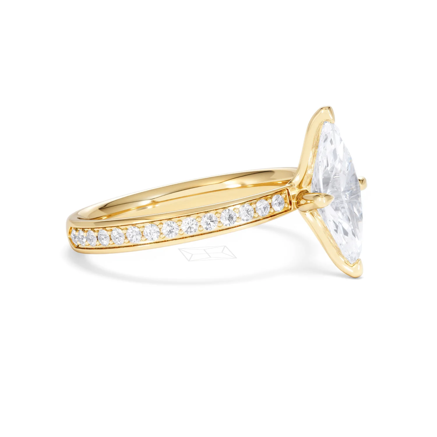 Origin Twist 1.00ct Marquise Cut Lab Diamond Solitaire Engagement Ring with Side Stones in 18K Yellow Gold - Image 20