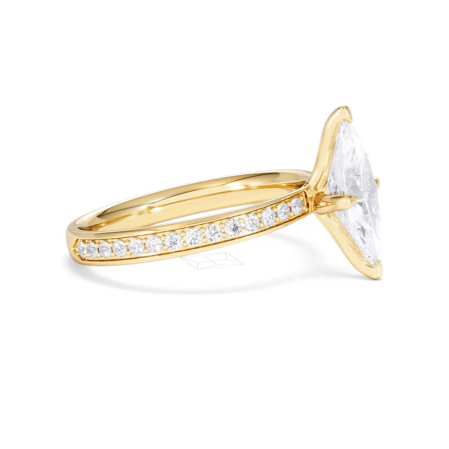 Origin Twist 1.00ct Marquise Cut Lab Diamond Solitaire Engagement Ring with Side Stones in 18K Yellow Gold - Image 22