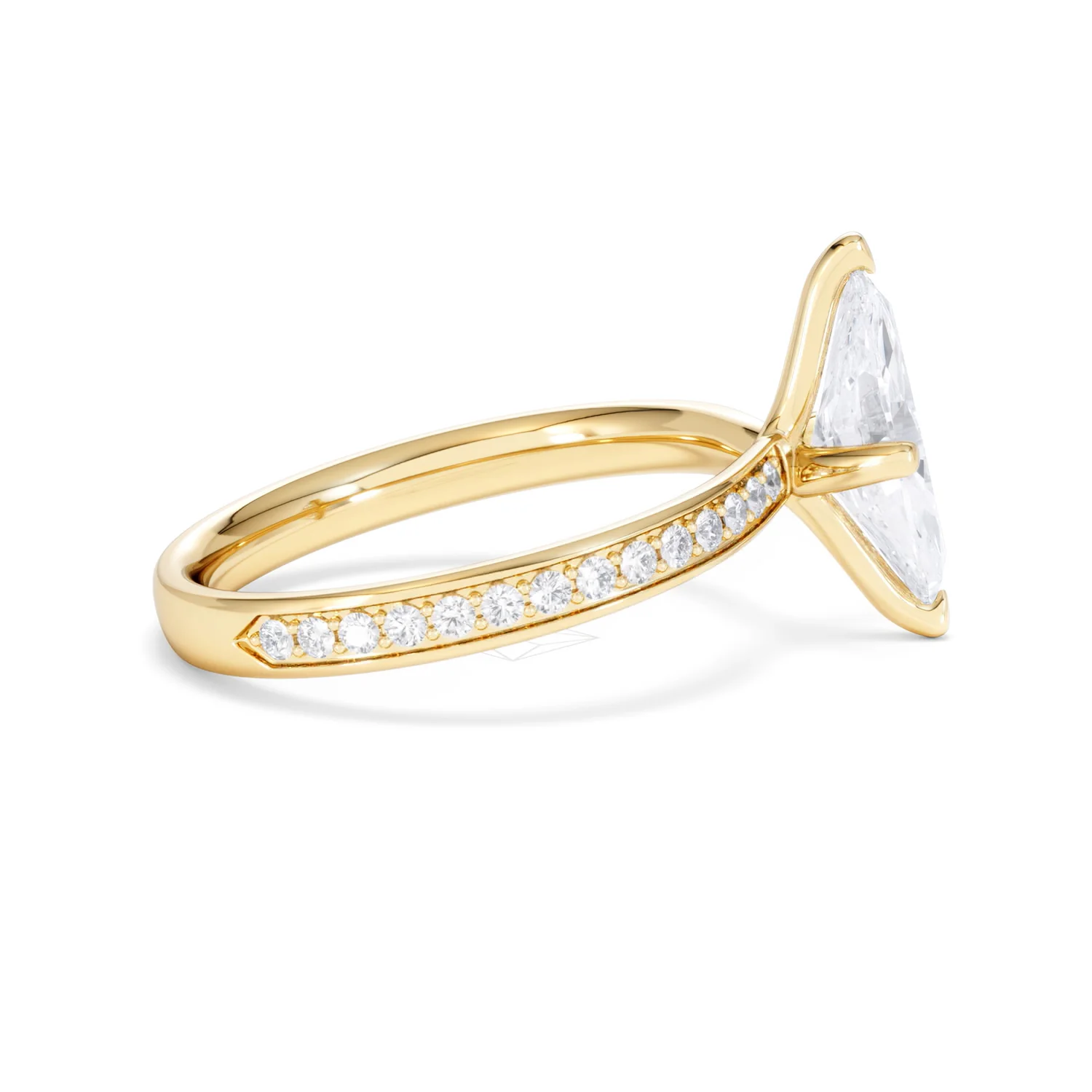 Origin Twist 1.00ct Marquise Cut Lab Diamond Solitaire Engagement Ring with Side Stones in 18K Yellow Gold - Image 27