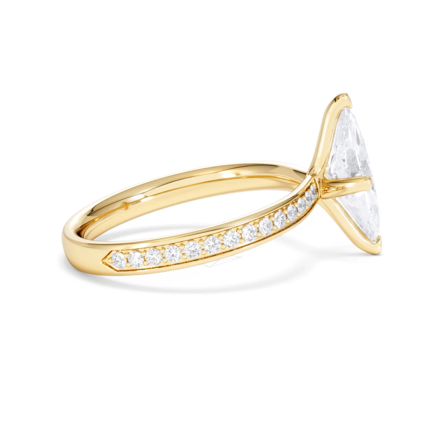 Origin Twist 1.00ct Marquise Cut Lab Diamond Solitaire Engagement Ring with Side Stones in 18K Yellow Gold - Image 28