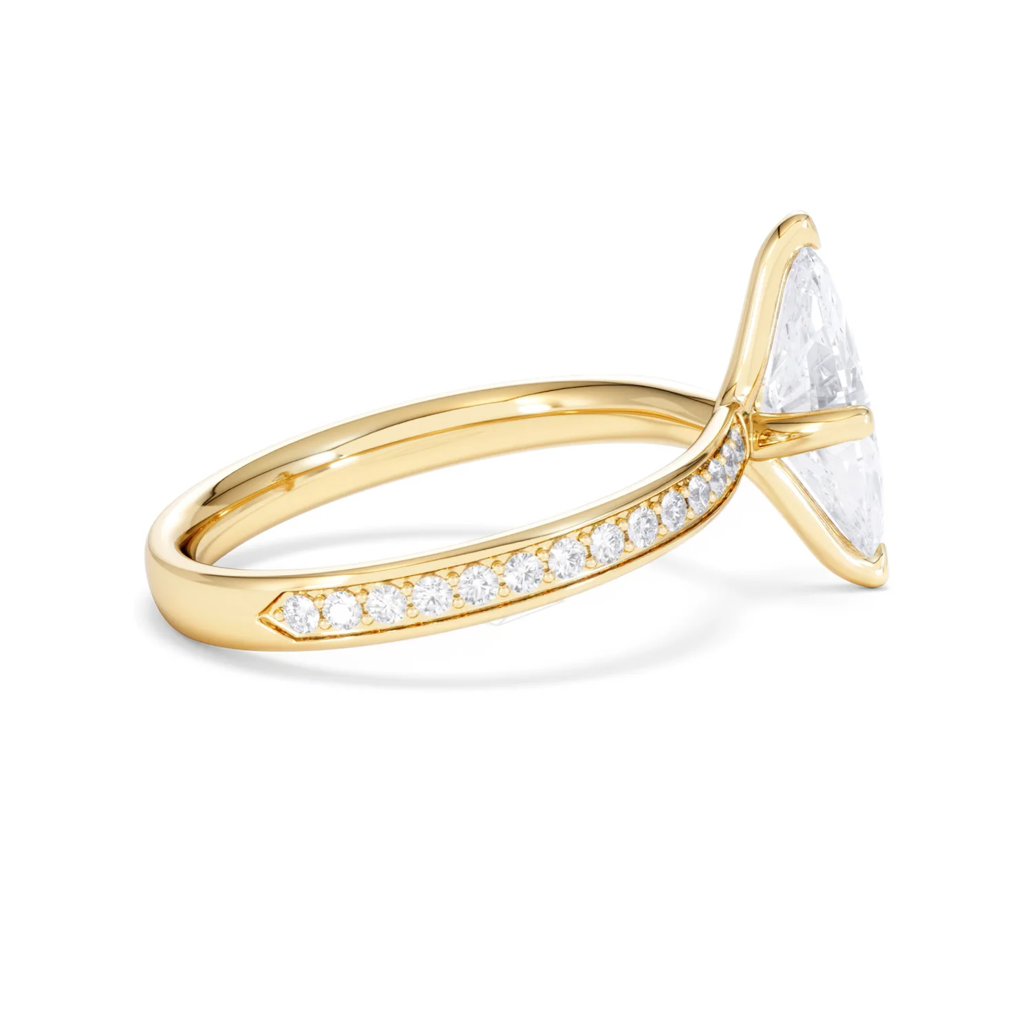 Origin Twist 1.00ct Marquise Cut Lab Diamond Solitaire Engagement Ring with Side Stones in 18K Yellow Gold - Image 29