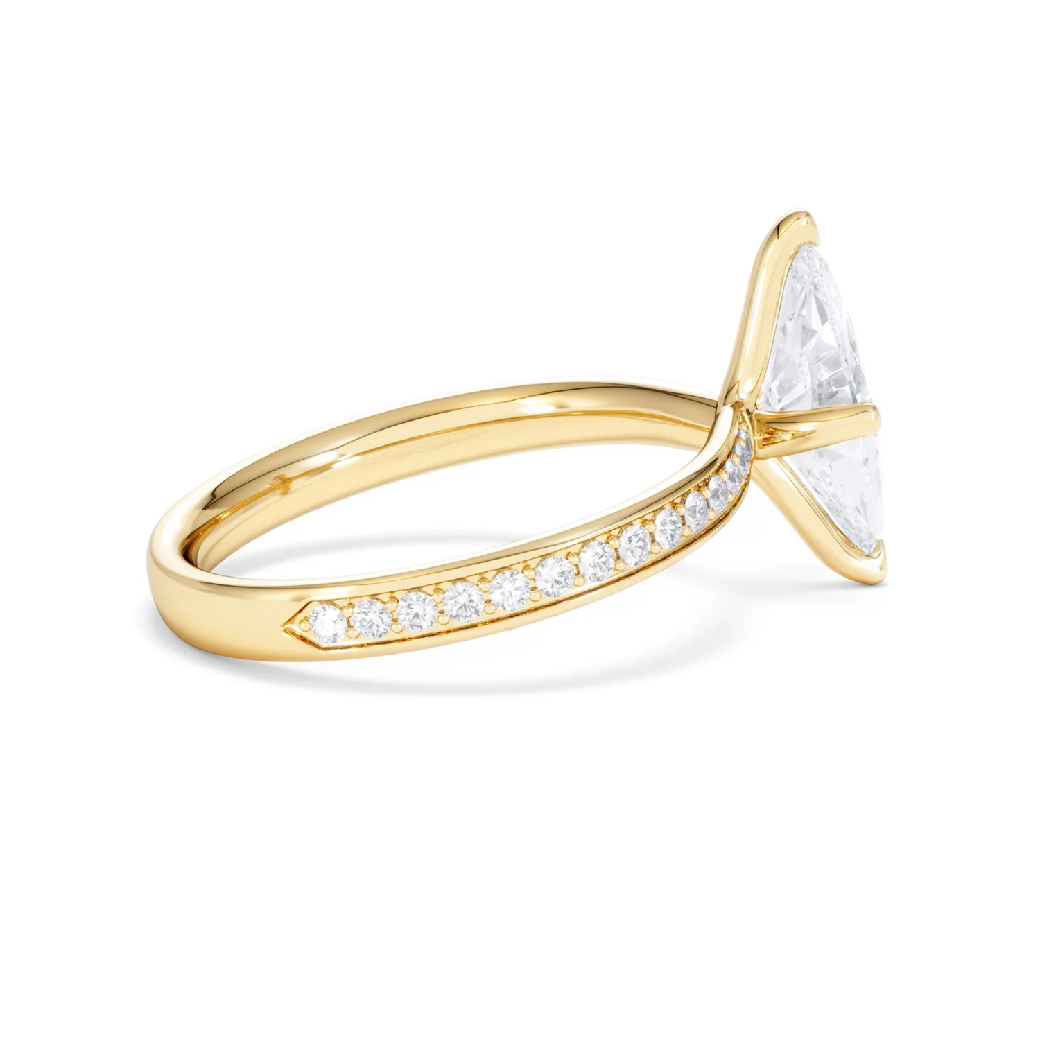 Origin Twist 1.00ct Marquise Cut Lab Diamond Solitaire Engagement Ring with Side Stones in 18K Yellow Gold - Image 30