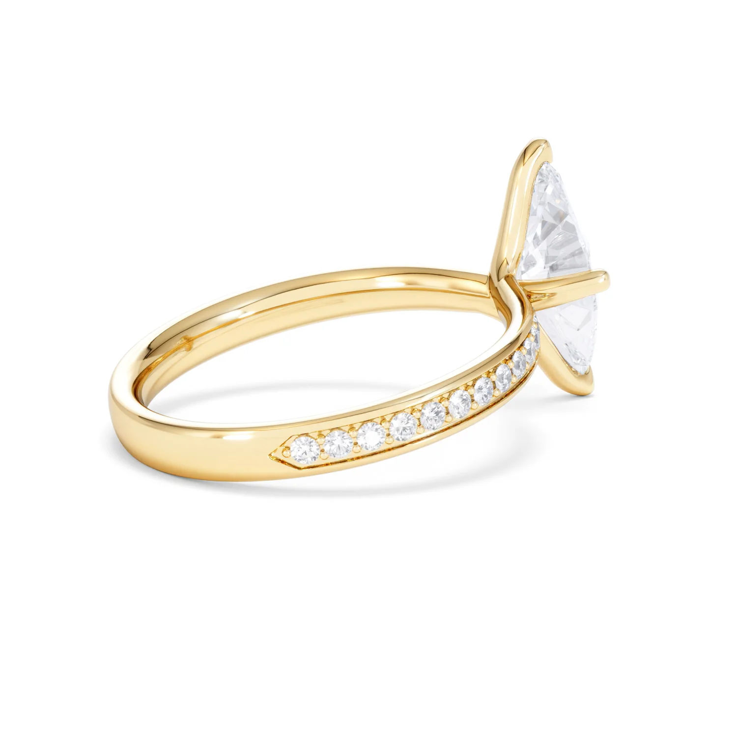 Origin Twist 1.00ct Marquise Cut Lab Diamond Solitaire Engagement Ring with Side Stones in 18K Yellow Gold - Image 34