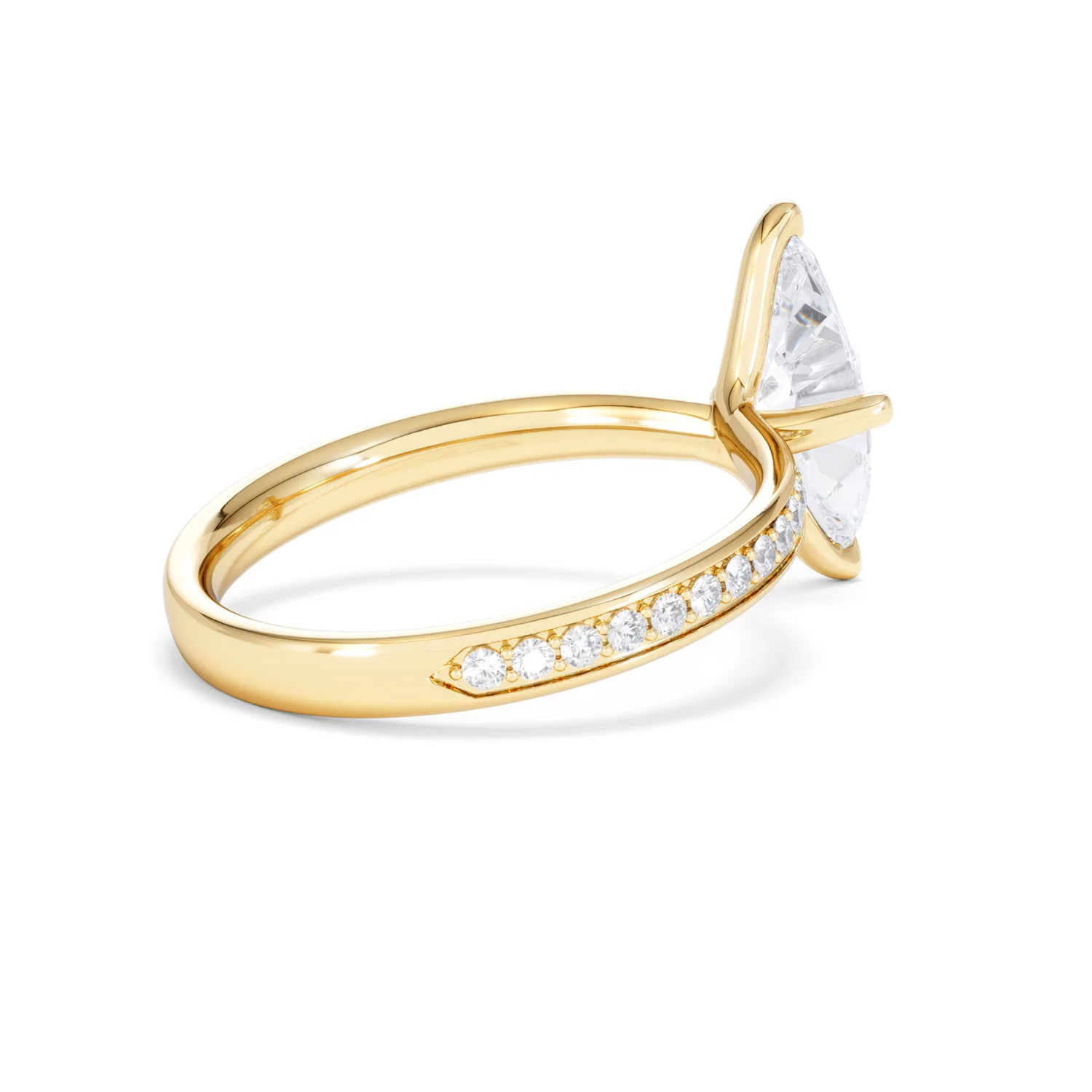 Origin Twist 1.00ct Marquise Cut Lab Diamond Solitaire Engagement Ring with Side Stones in 18K Yellow Gold - Image 35