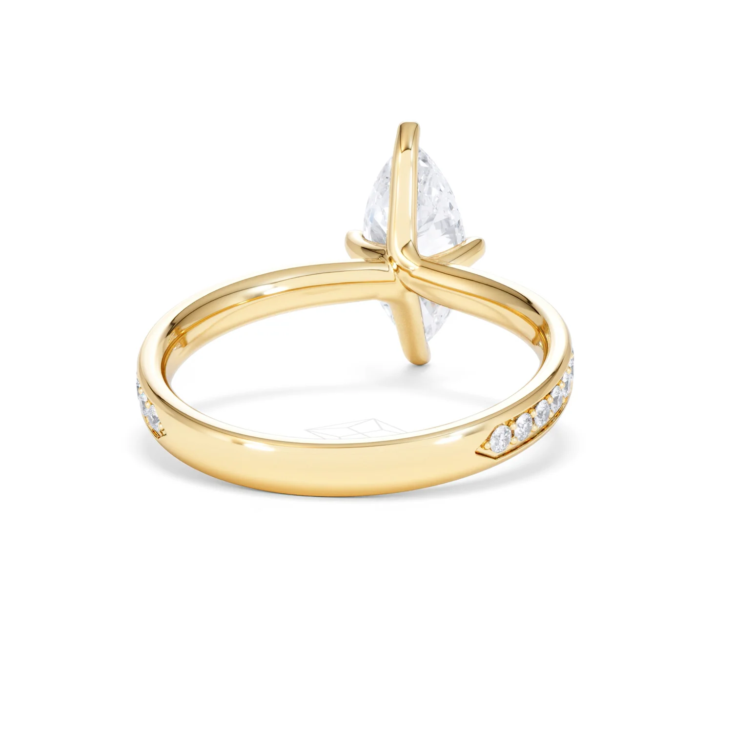 Origin Twist 1.00ct Marquise Cut Lab Diamond Solitaire Engagement Ring with Side Stones in 18K Yellow Gold - Image 44