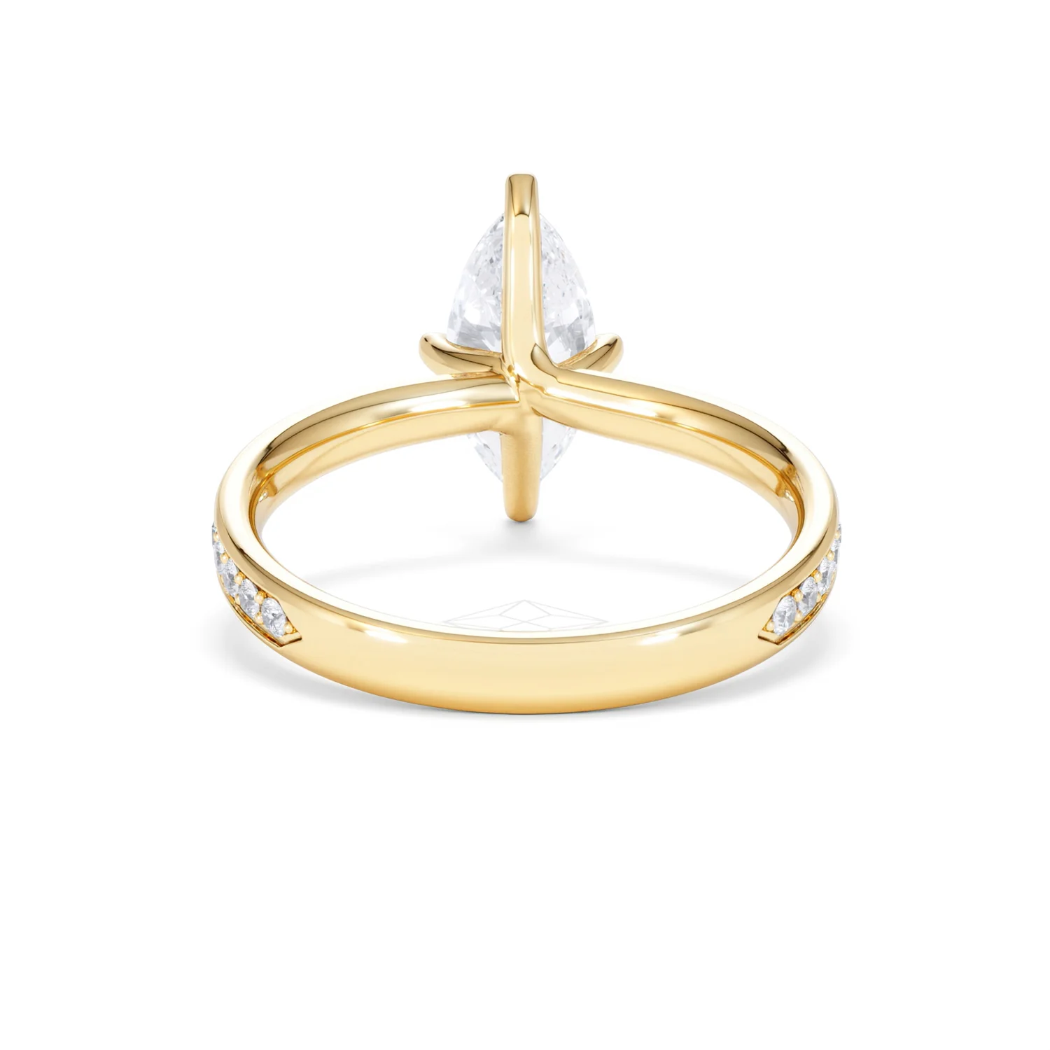 Origin Twist 1.00ct Marquise Cut Lab Diamond Solitaire Engagement Ring with Side Stones in 18K Yellow Gold - Image 47
