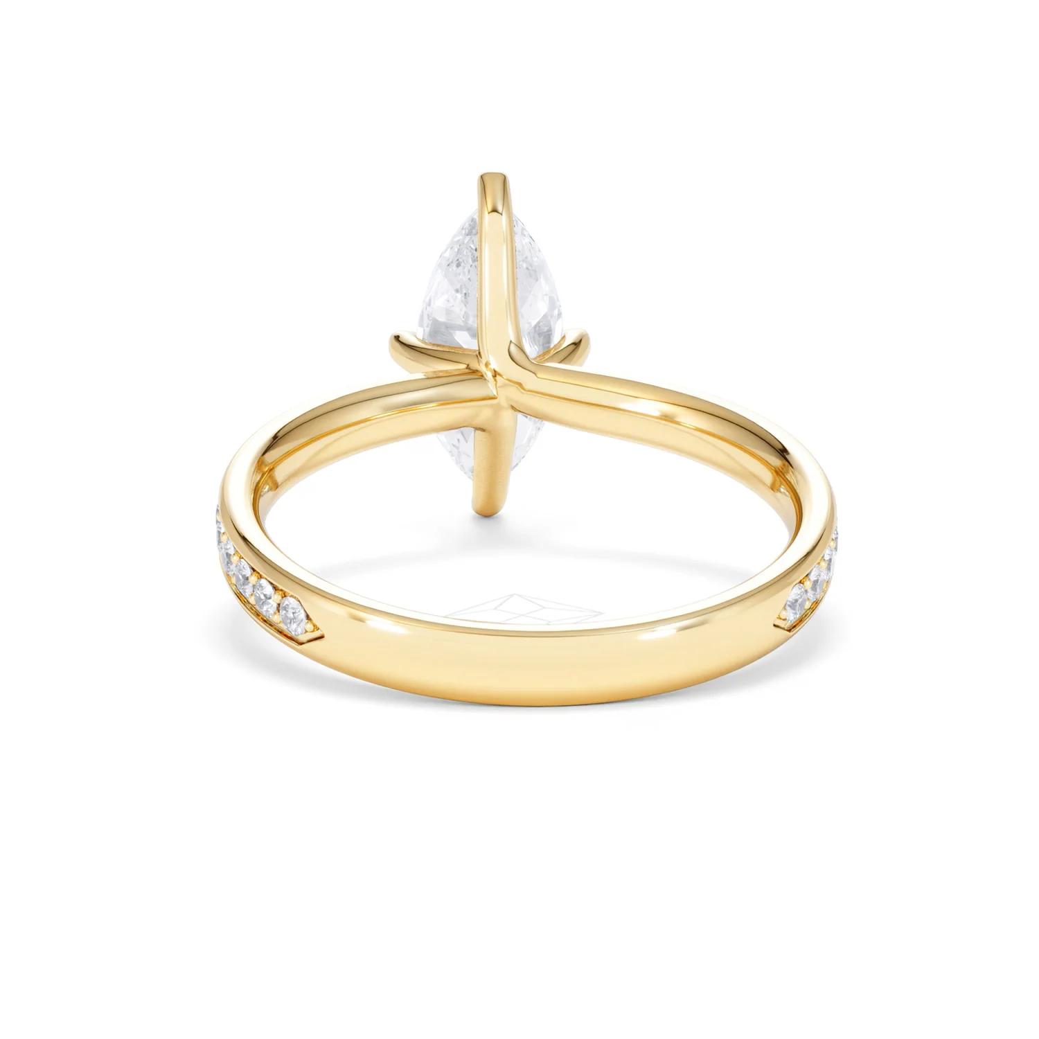 Origin Twist 1.00ct Marquise Cut Lab Diamond Solitaire Engagement Ring with Side Stones in 18K Yellow Gold - Image 48