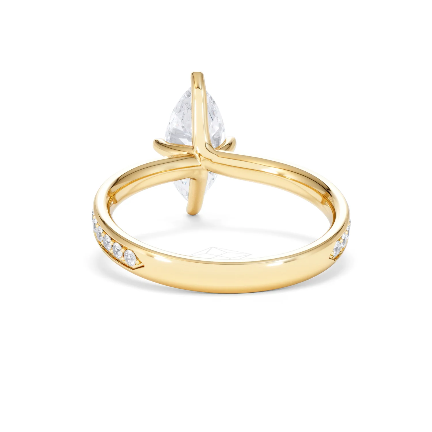 Origin Twist 1.00ct Marquise Cut Lab Diamond Solitaire Engagement Ring with Side Stones in 18K Yellow Gold - Image 49