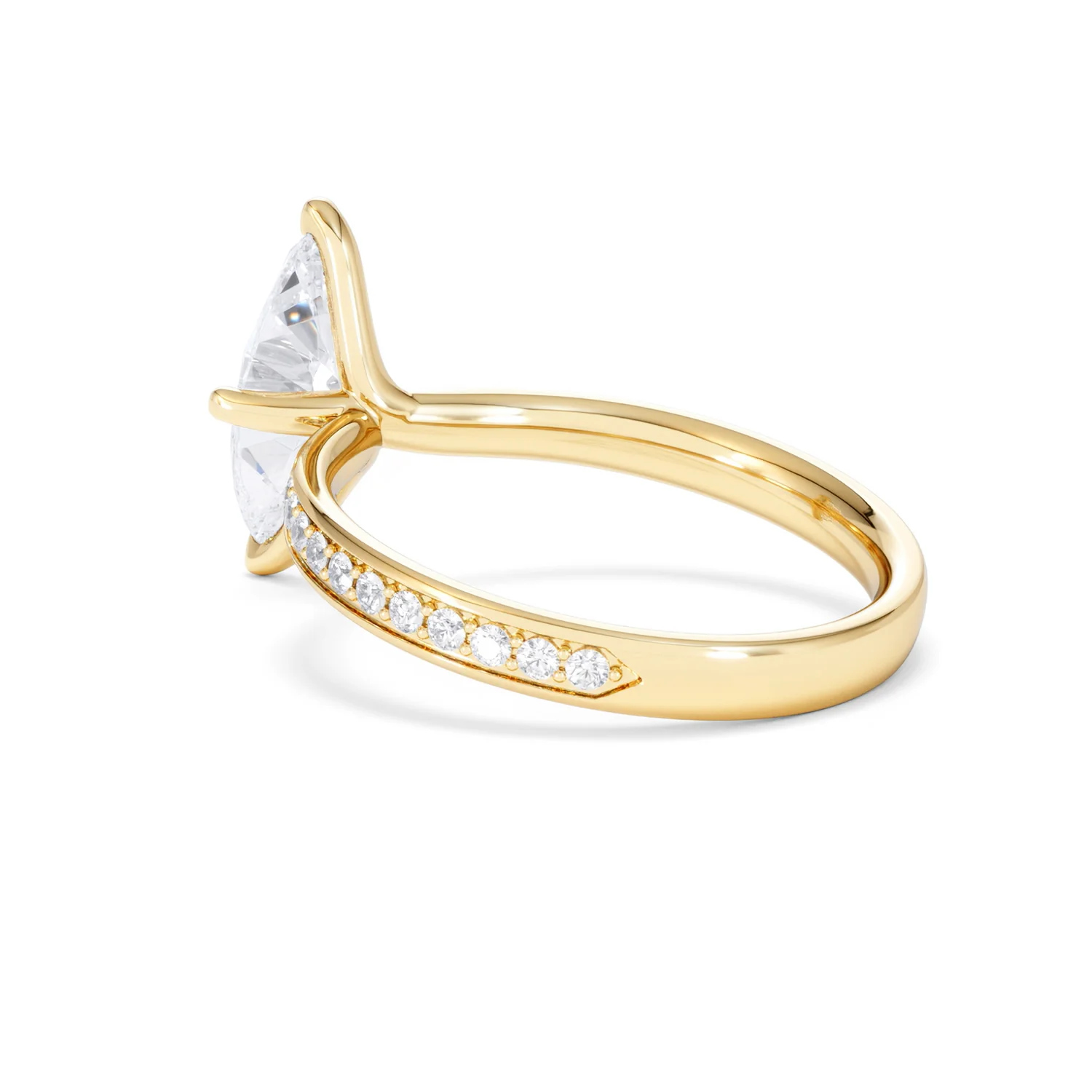 Origin Twist 1.00ct Marquise Cut Lab Diamond Solitaire Engagement Ring with Side Stones in 18K Yellow Gold - Image 58