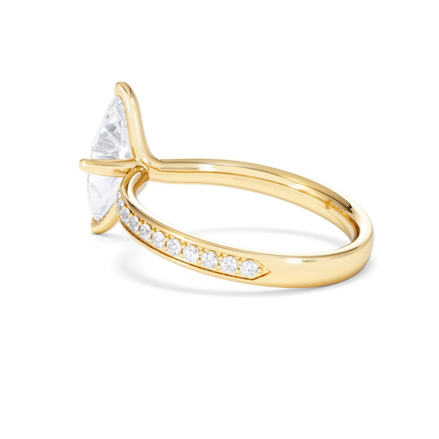 Origin Twist 1.00ct Marquise Cut Lab Diamond Solitaire Engagement Ring with Side Stones in 18K Yellow Gold - Image 59