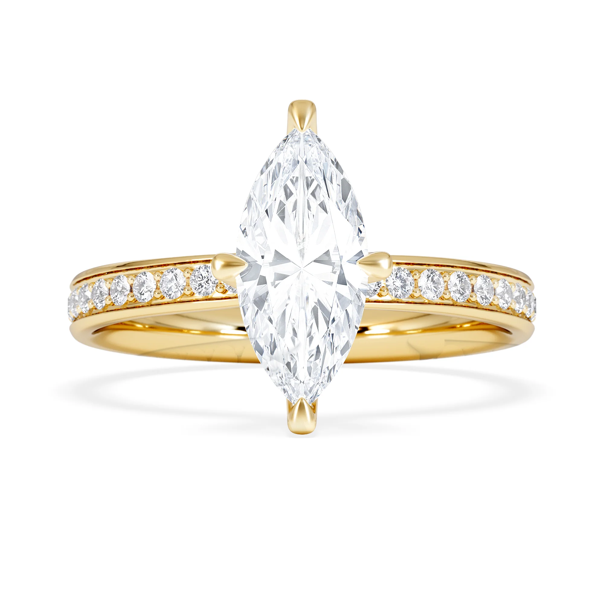 Origin Twist 1.00ct Marquise Cut Lab Diamond Solitaire Engagement Ring with Side Stones in 18K Yellow Gold - Image 6