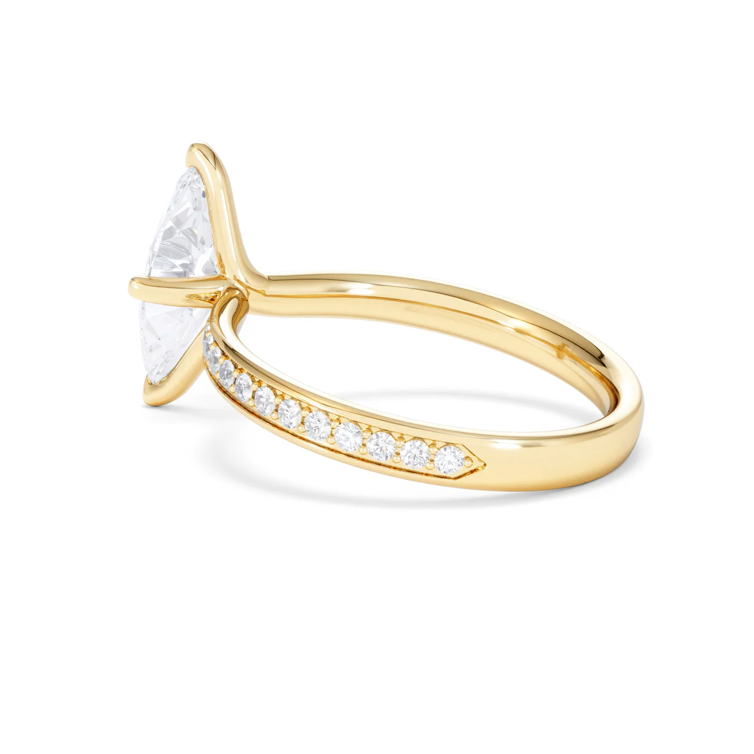 Origin Twist 1.00ct Marquise Cut Lab Diamond Solitaire Engagement Ring with Side Stones in 18K Yellow Gold - Image 60