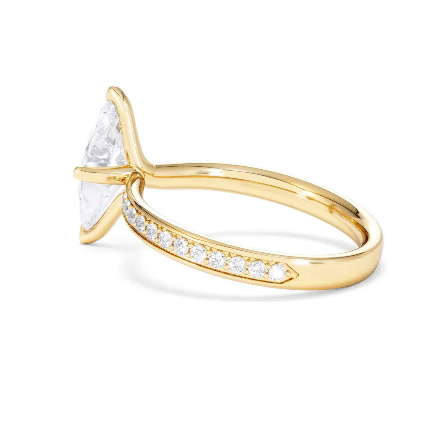 Origin Twist 1.00ct Marquise Cut Lab Diamond Solitaire Engagement Ring with Side Stones in 18K Yellow Gold - Image 61