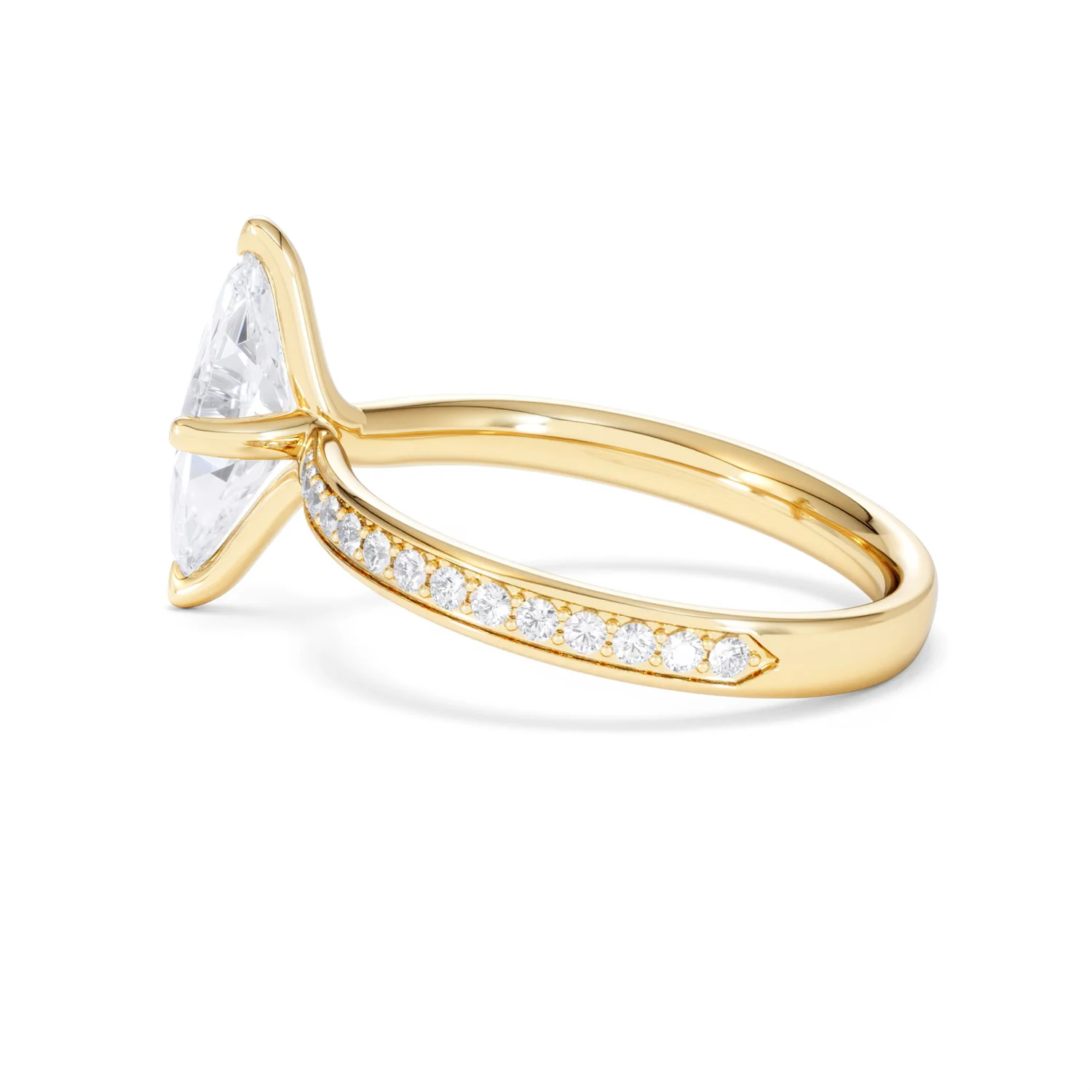Origin Twist 1.00ct Marquise Cut Lab Diamond Solitaire Engagement Ring with Side Stones in 18K Yellow Gold - Image 63