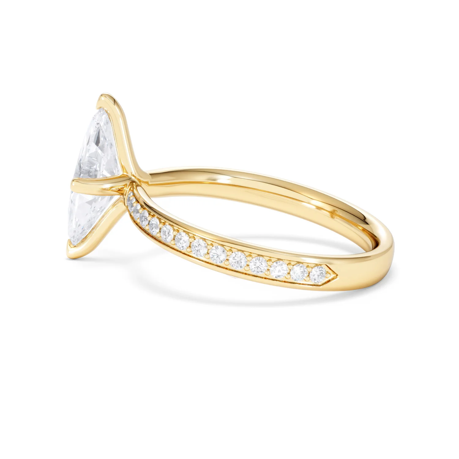 Origin Twist 1.00ct Marquise Cut Lab Diamond Solitaire Engagement Ring with Side Stones in 18K Yellow Gold - Image 64