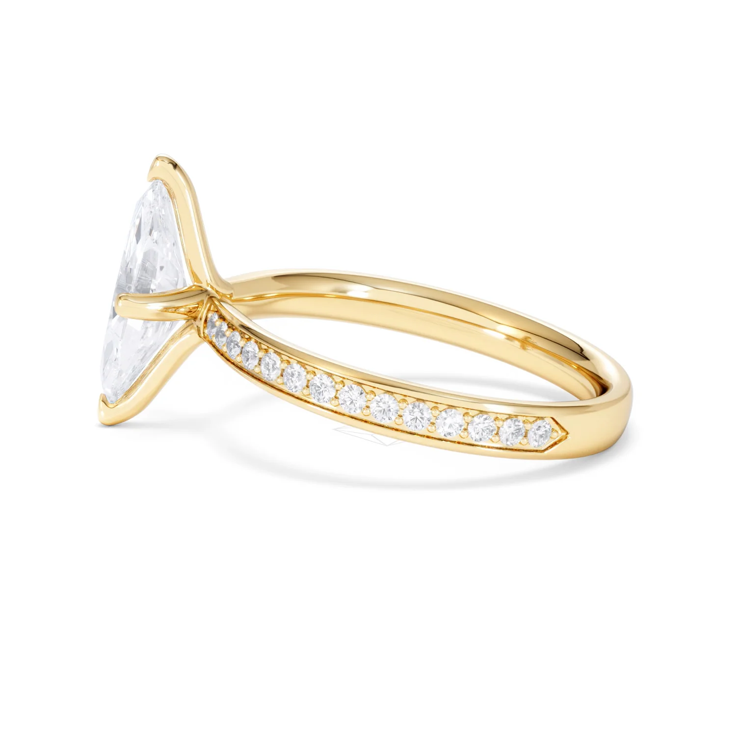 Origin Twist 1.00ct Marquise Cut Lab Diamond Solitaire Engagement Ring with Side Stones in 18K Yellow Gold - Image 66