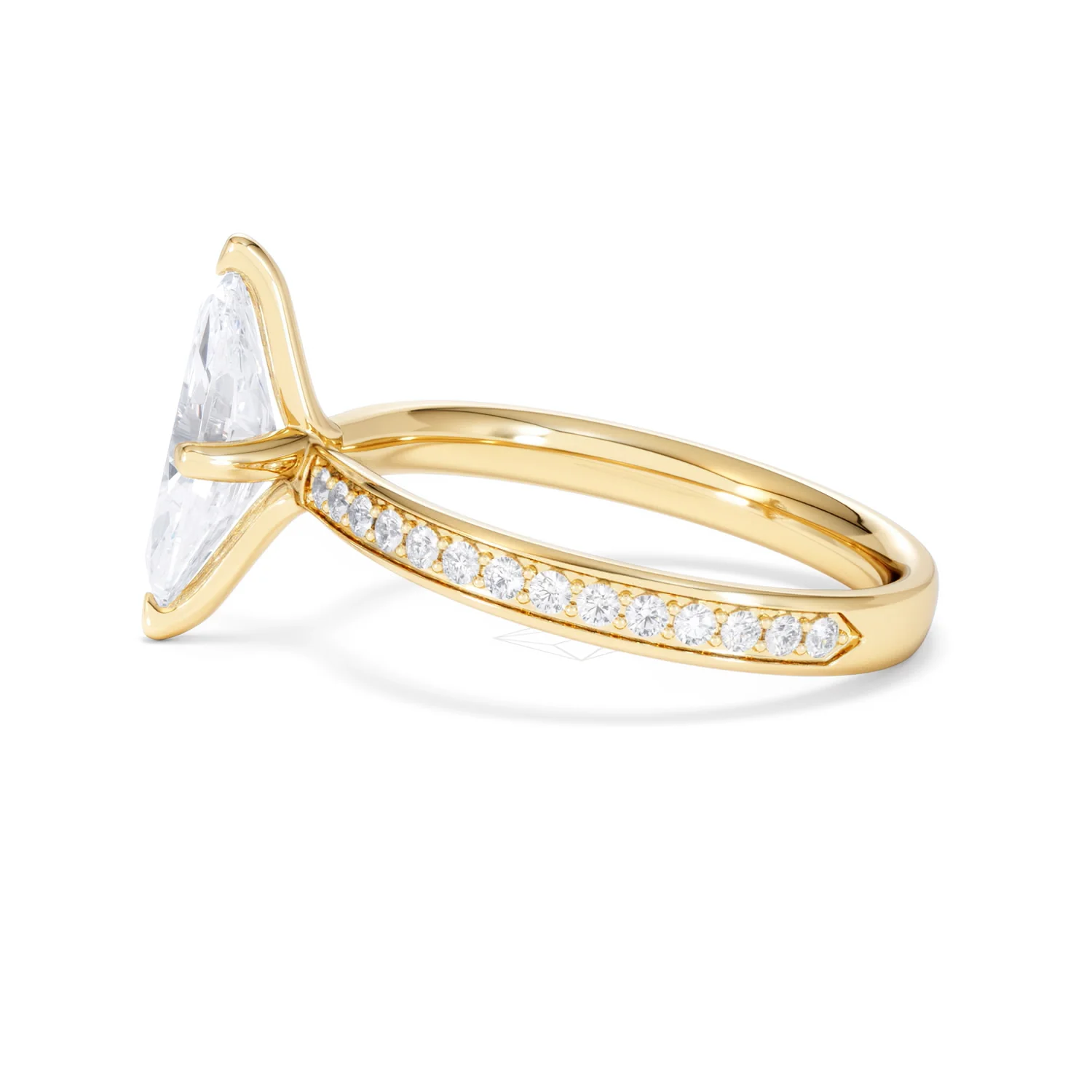 Origin Twist 1.00ct Marquise Cut Lab Diamond Solitaire Engagement Ring with Side Stones in 18K Yellow Gold - Image 67