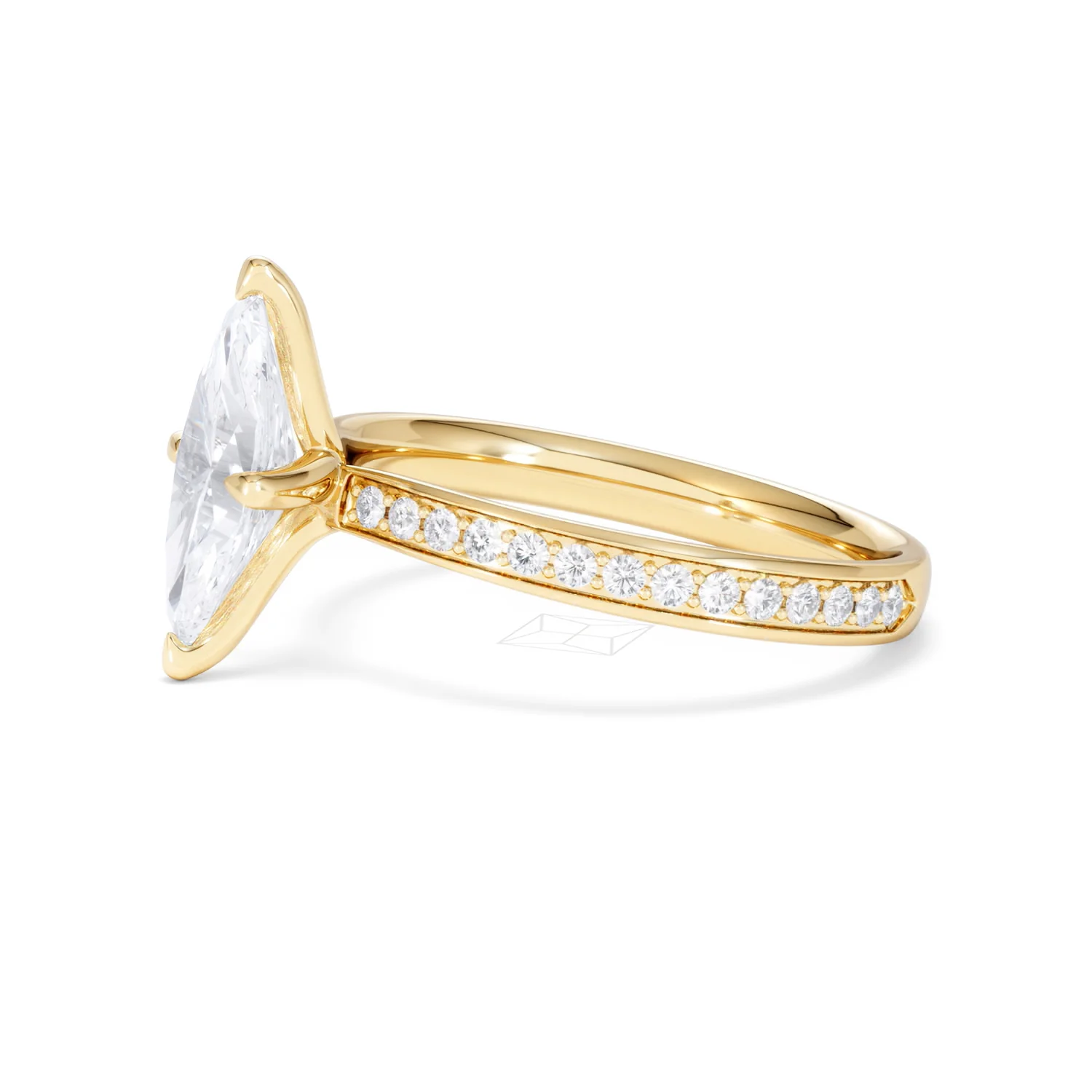Origin Twist 1.00ct Marquise Cut Lab Diamond Solitaire Engagement Ring with Side Stones in 18K Yellow Gold - Image 72