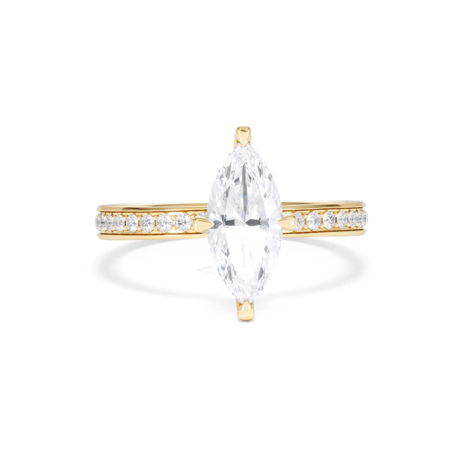 Origin Twist 1.00ct Marquise Cut Lab Diamond Solitaire Engagement Ring with Side Stones in 18K Yellow Gold - Image 8
