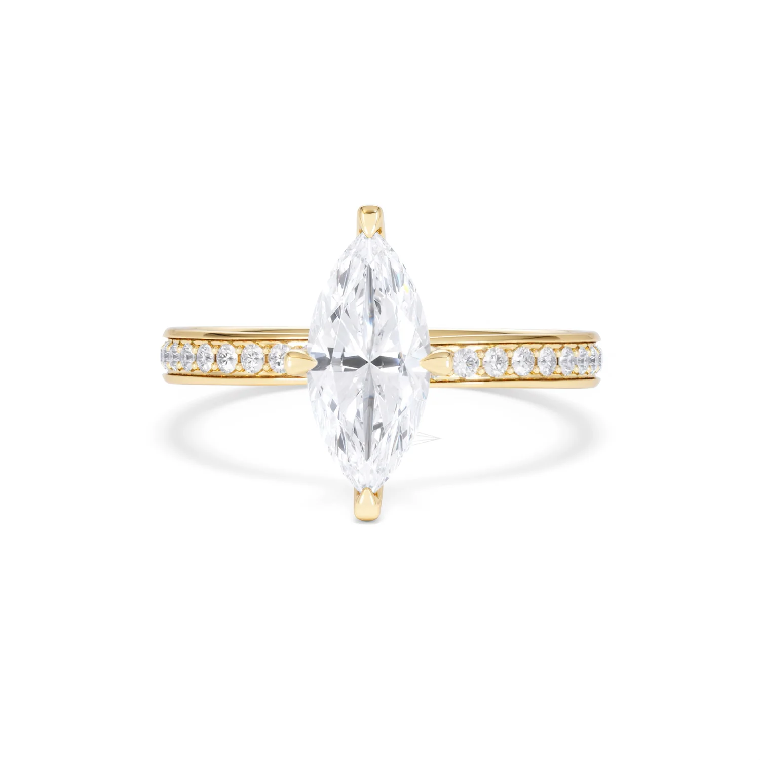 Origin Twist 1.00ct Marquise Cut Lab Diamond Solitaire Engagement Ring with Side Stones in 18K Yellow Gold - Image 86