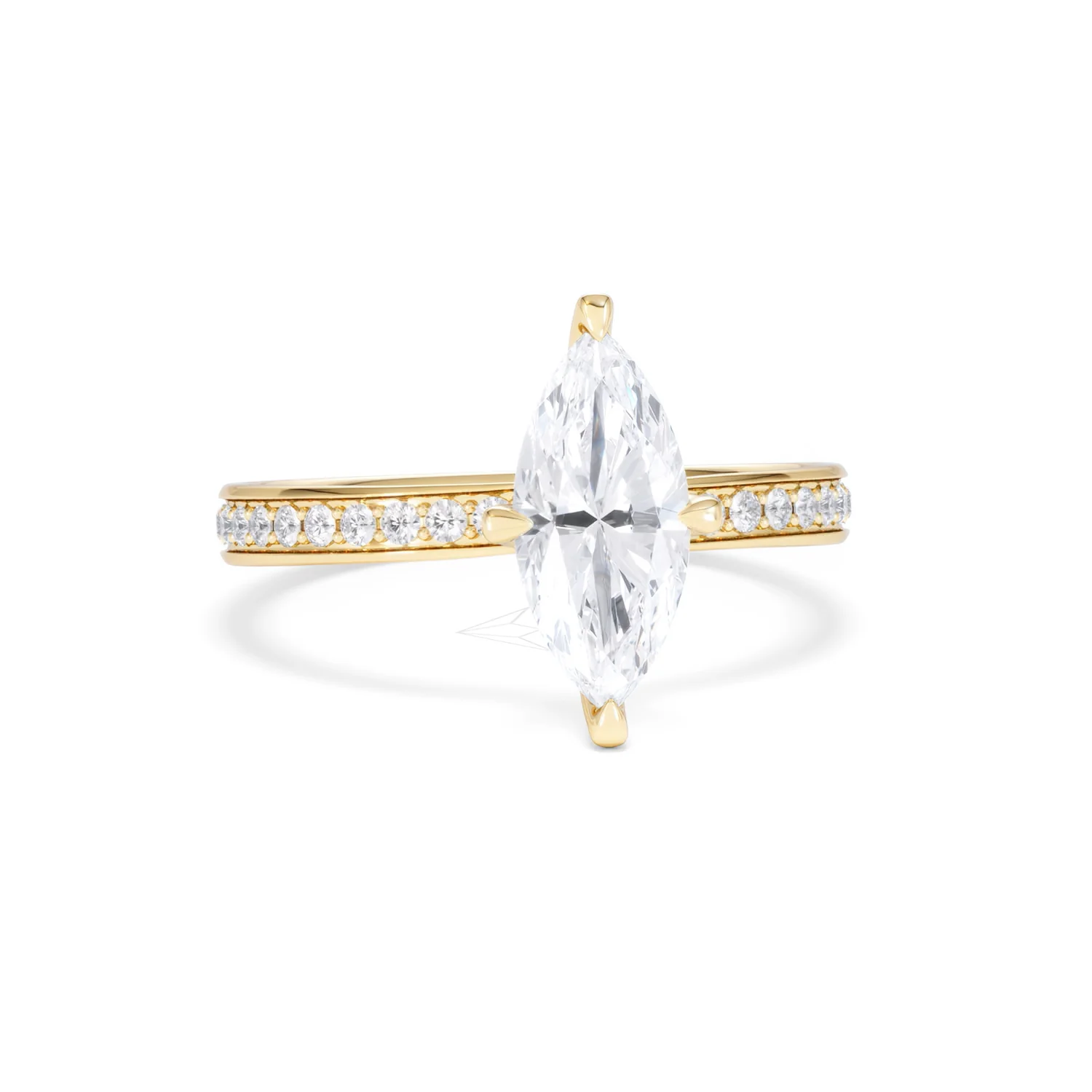 Origin Twist 1.00ct Marquise Cut Lab Diamond Solitaire Engagement Ring with Side Stones in 18K Yellow Gold - Image 9