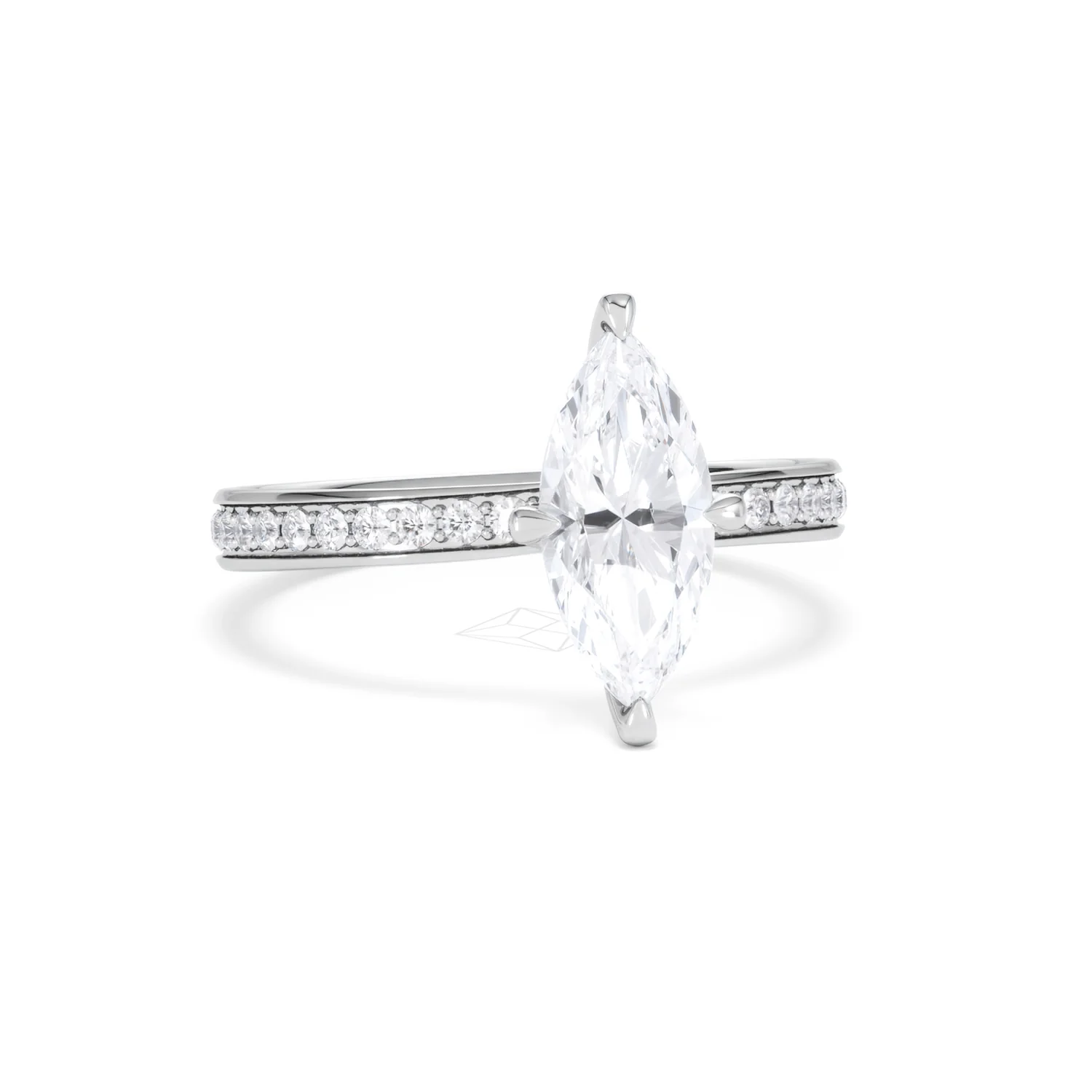 Origin Twist 1.00ct Marquise Cut Lab Diamond Solitaire Engagement Ring with Side Stones in Platinum - Image 10