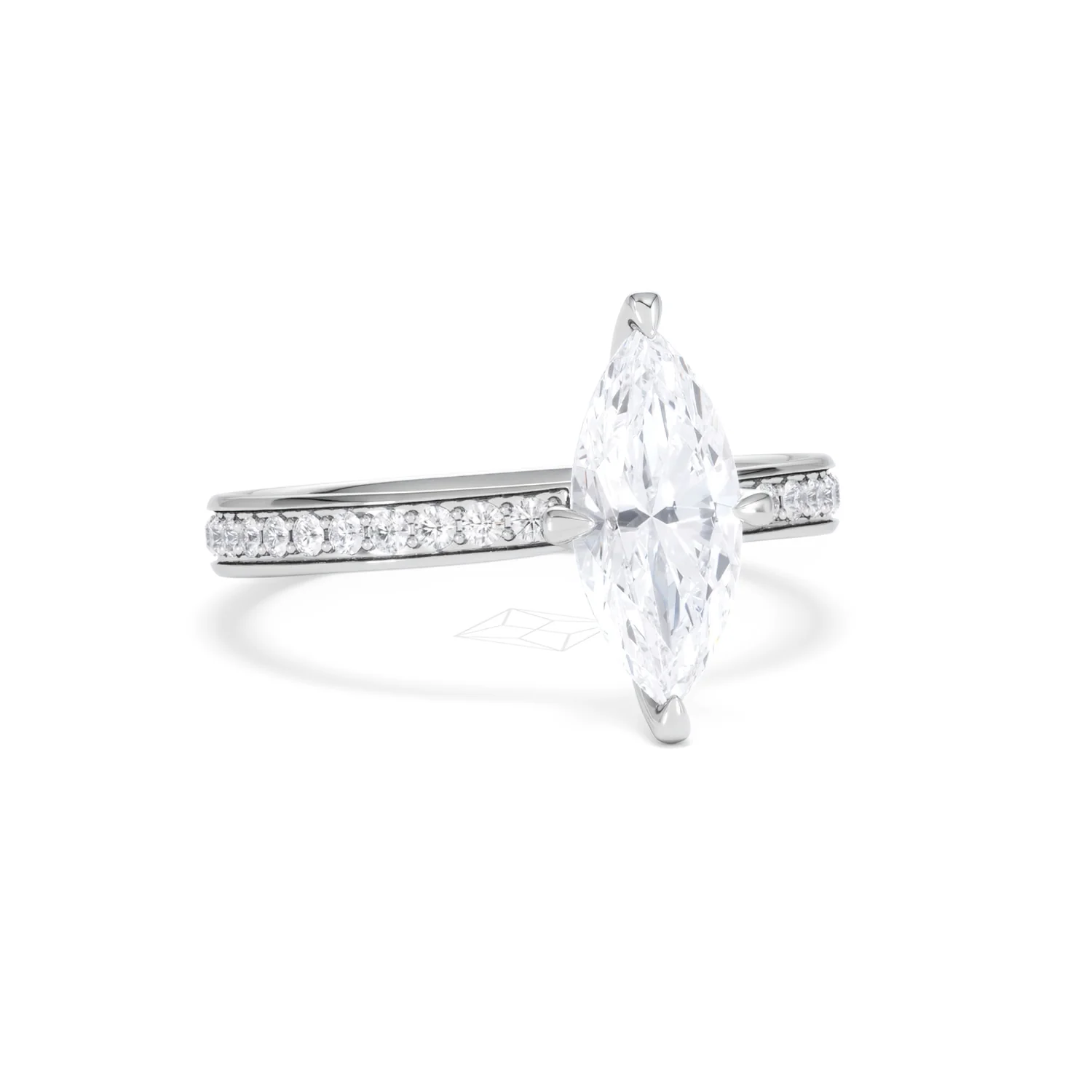 Origin Twist 1.00ct Marquise Cut Lab Diamond Solitaire Engagement Ring with Side Stones in Platinum - Image 11