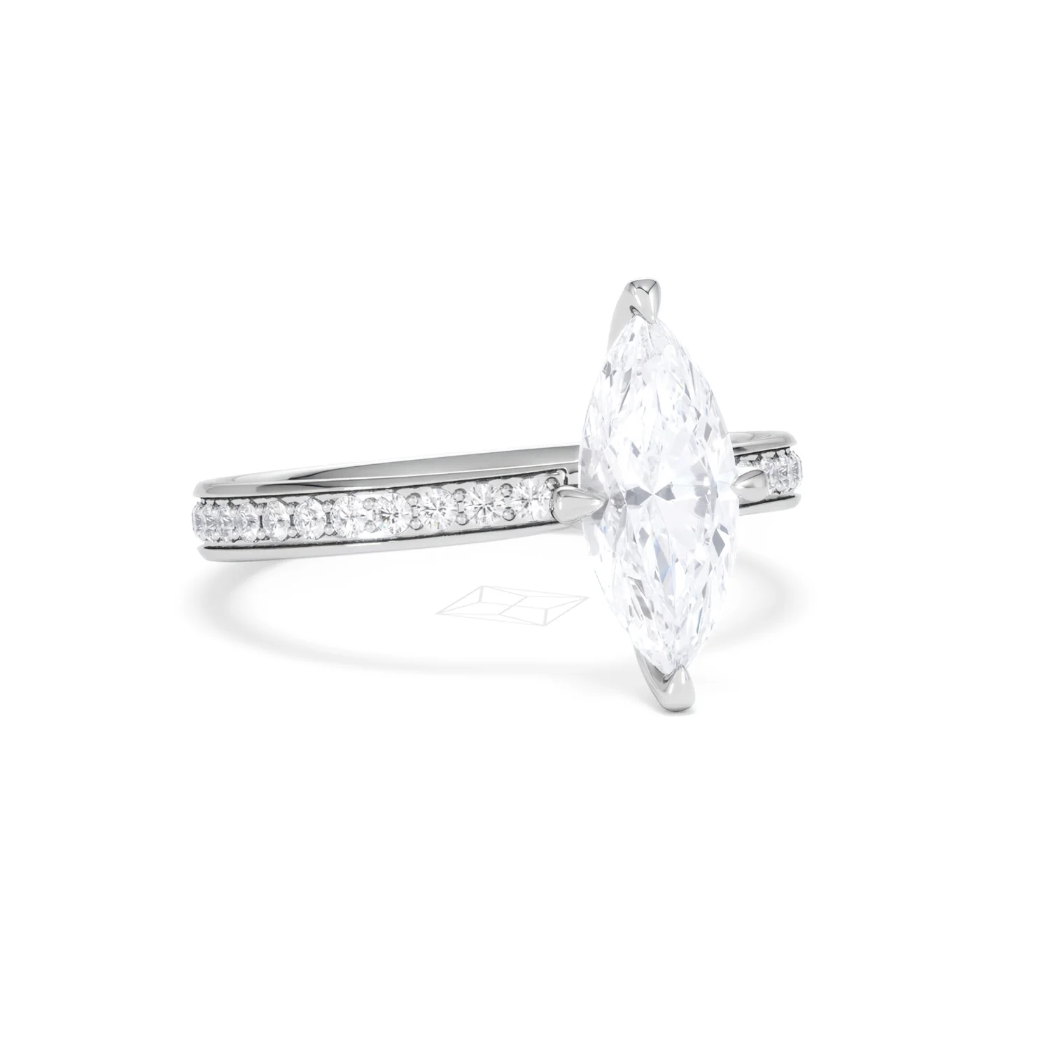 Origin Twist 1.00ct Marquise Cut Lab Diamond Solitaire Engagement Ring with Side Stones in Platinum - Image 12