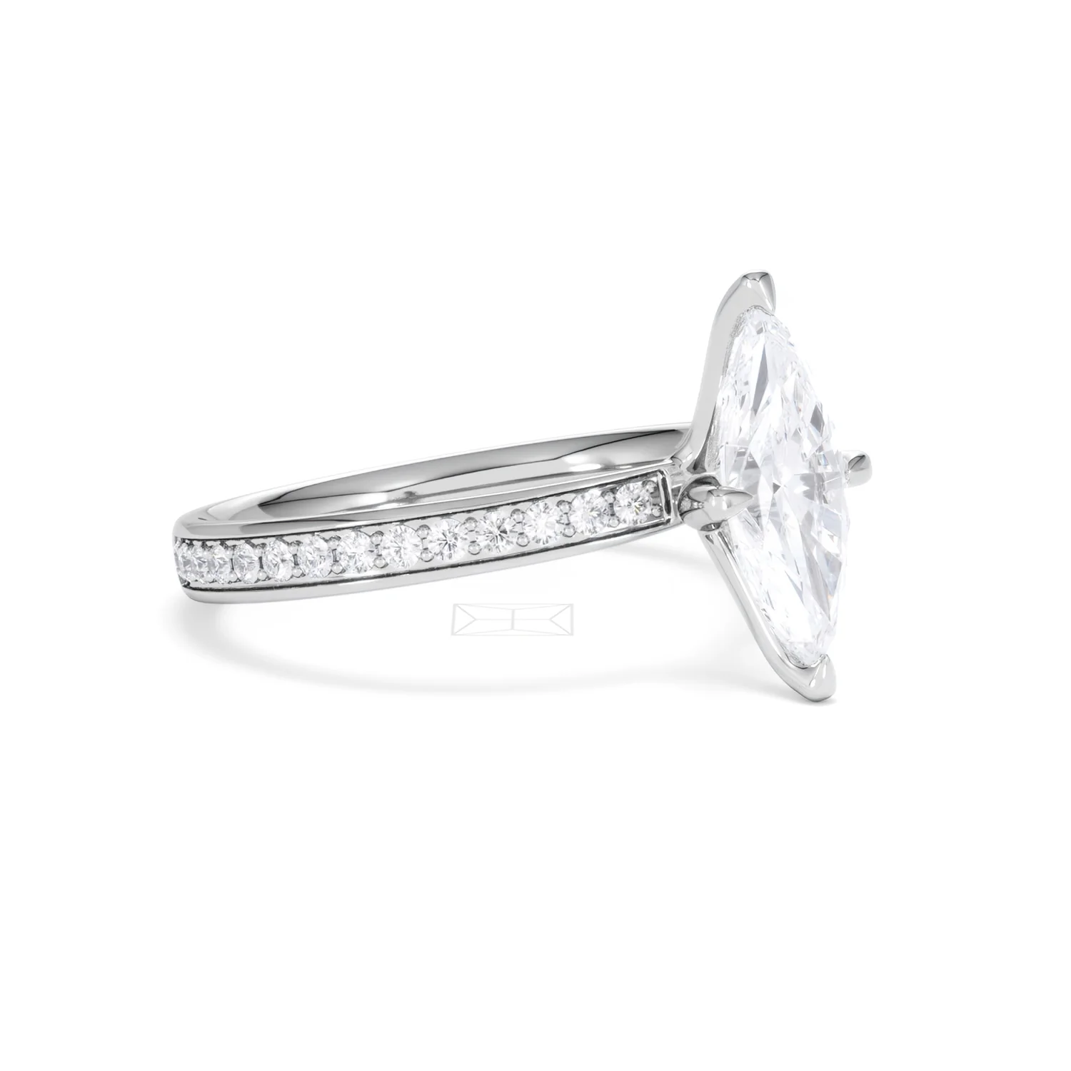 Origin Twist 1.00ct Marquise Cut Lab Diamond Solitaire Engagement Ring with Side Stones in Platinum - Image 17