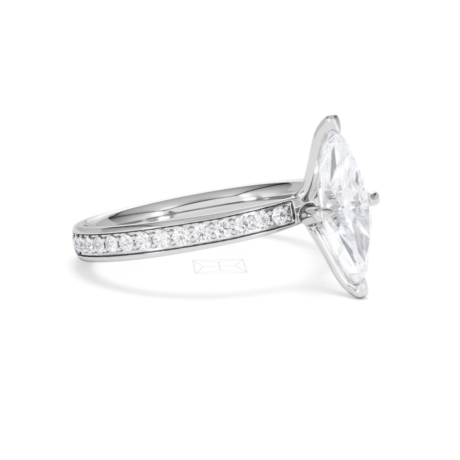 Origin Twist 1.00ct Marquise Cut Lab Diamond Solitaire Engagement Ring with Side Stones in Platinum - Image 18