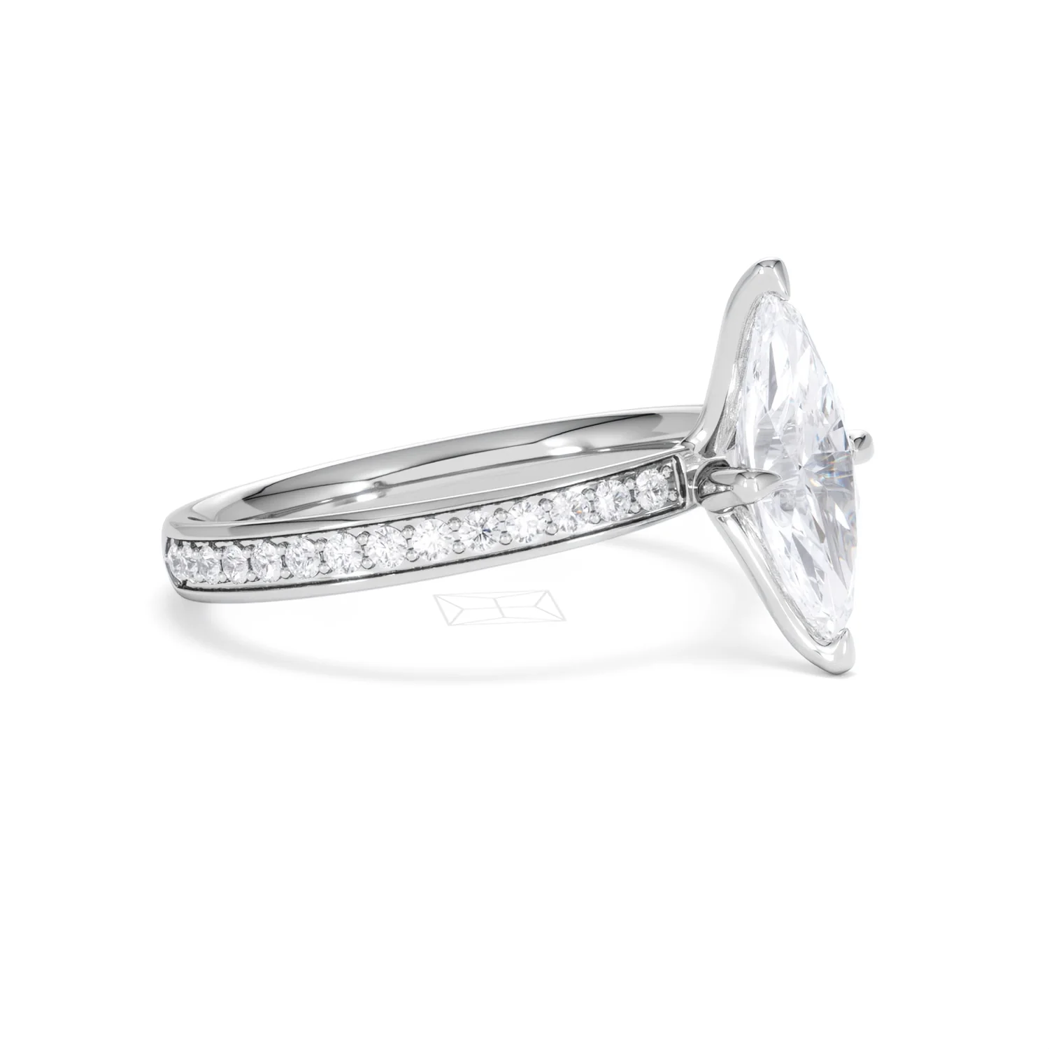 Origin Twist 1.00ct Marquise Cut Lab Diamond Solitaire Engagement Ring with Side Stones in Platinum - Image 19