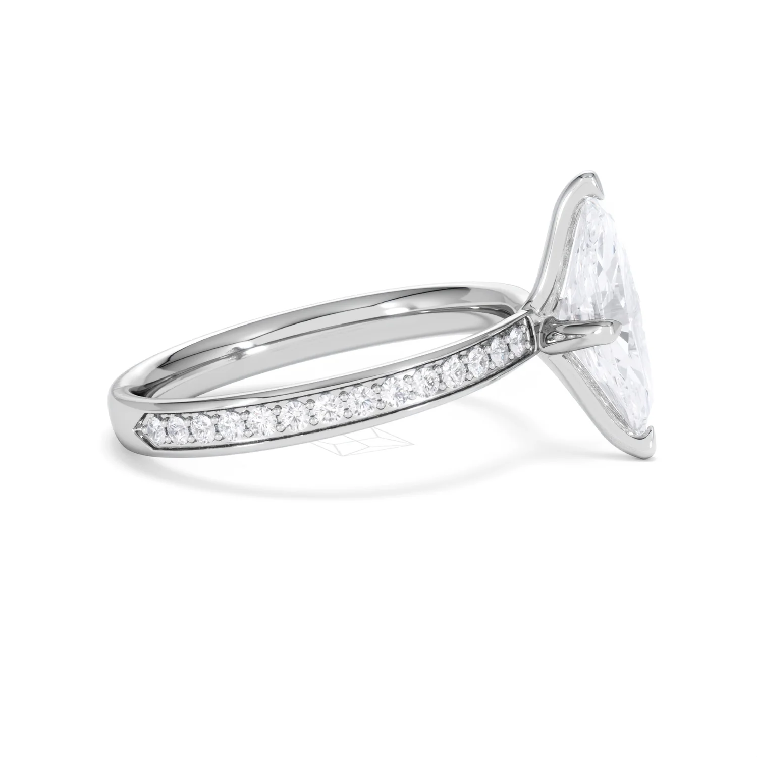 Origin Twist 1.00ct Marquise Cut Lab Diamond Solitaire Engagement Ring with Side Stones in Platinum - Image 24