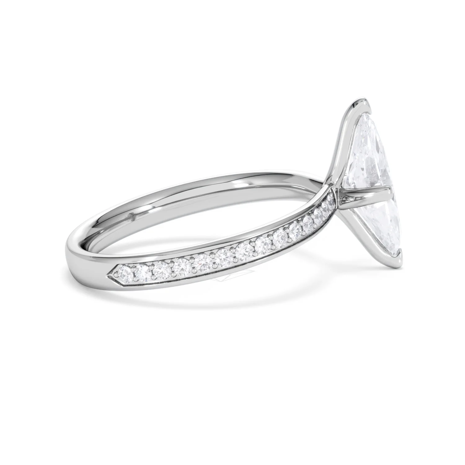 Origin Twist 1.00ct Marquise Cut Lab Diamond Solitaire Engagement Ring with Side Stones in Platinum - Image 28