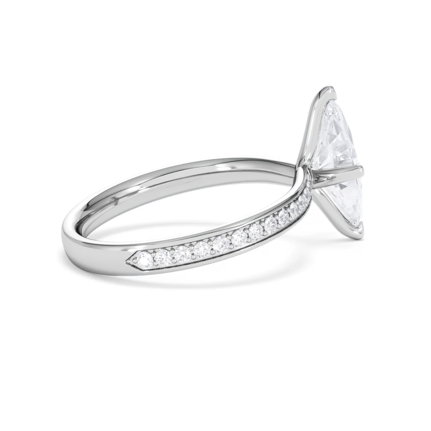 Origin Twist 1.00ct Marquise Cut Lab Diamond Solitaire Engagement Ring with Side Stones in Platinum - Image 31