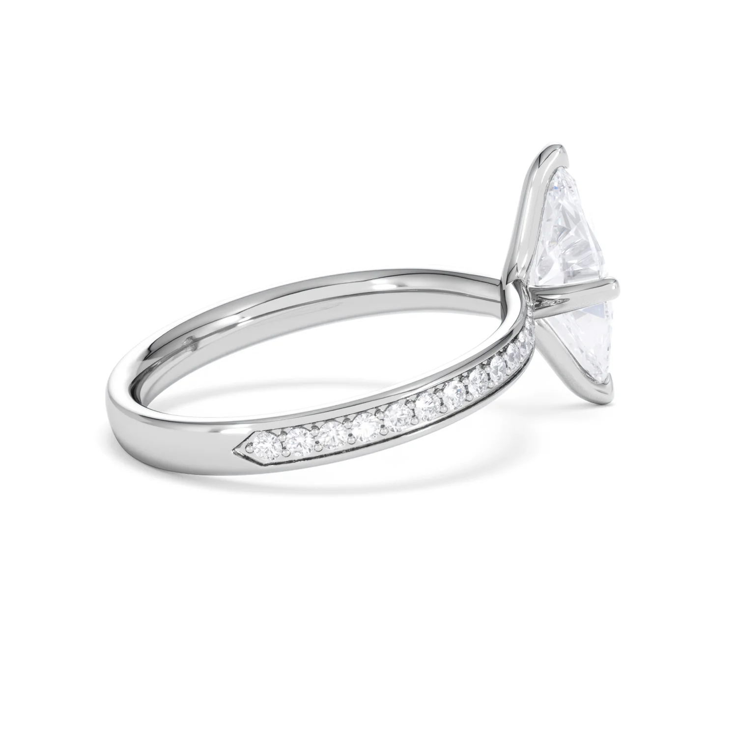 Origin Twist 1.00ct Marquise Cut Lab Diamond Solitaire Engagement Ring with Side Stones in Platinum - Image 32