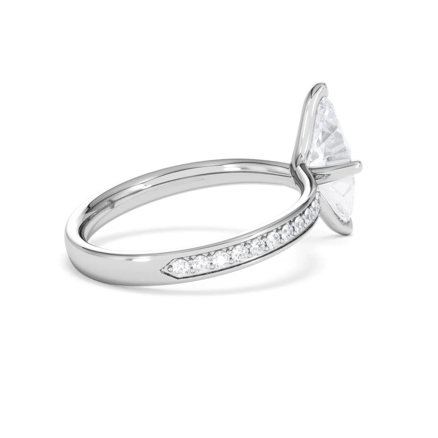 Origin Twist 1.00ct Marquise Cut Lab Diamond Solitaire Engagement Ring with Side Stones in Platinum - Image 34