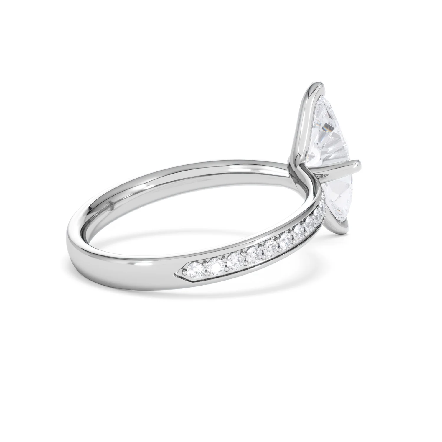 Origin Twist 1.00ct Marquise Cut Lab Diamond Solitaire Engagement Ring with Side Stones in Platinum - Image 35